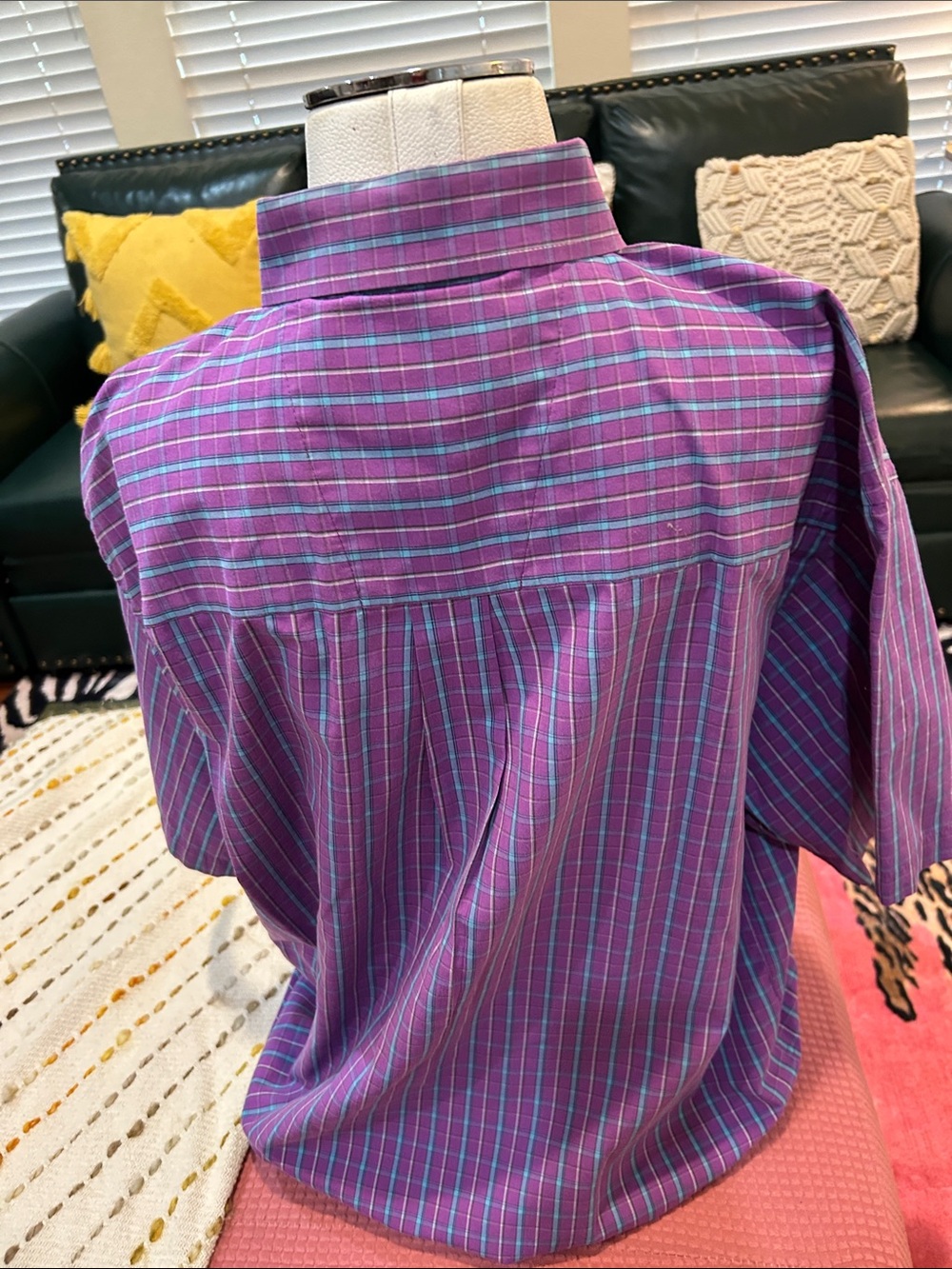 Wrangler Purple Plaid Short Sleeve Button-Down Shirt GOING SOON! - Picture 3 of 5